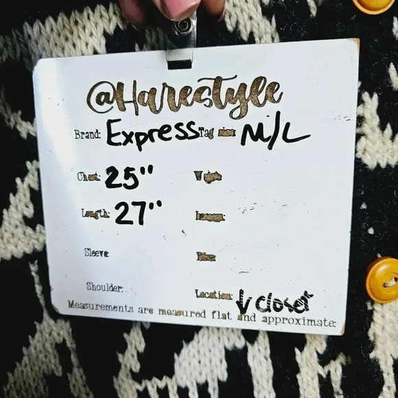 EXPRESS Tricot vintage chunky  cardigan sweater m/l - Picture 11 of 12